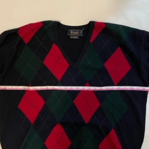 Pringle‎ of Scotland Men's Lambswool V Neck Argyle Sweater - Picture 5 of 6